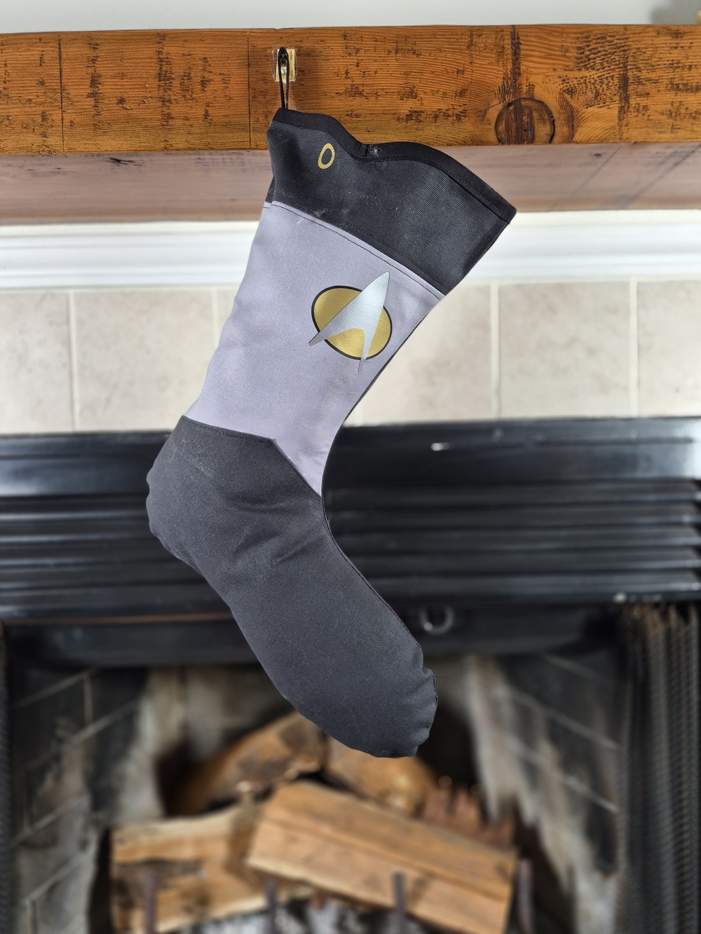 Starfleet Insignia Gray & Black Christmas Stocking